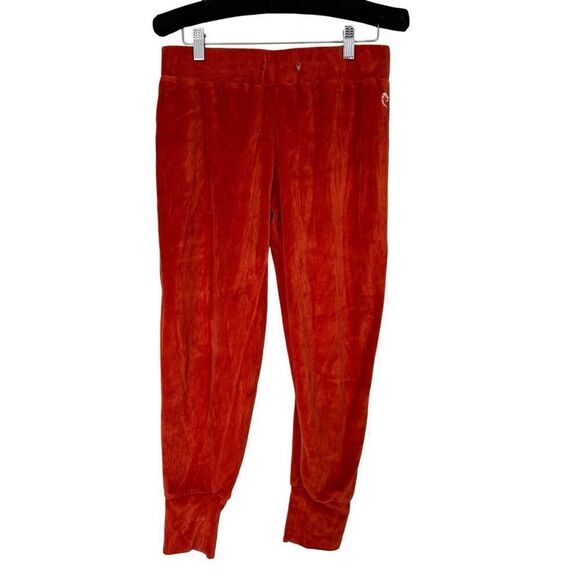 WRV Orange Red Velour Drawstring Waistband Jogger Tracksuit Sweatpants with Whit - Picture 1 of 6